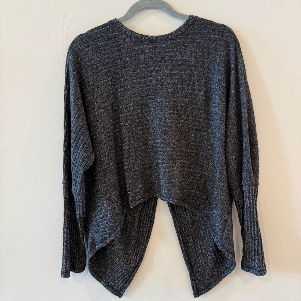 Splendid Asymmetrical Split Back Charcoal Sweater - image 1